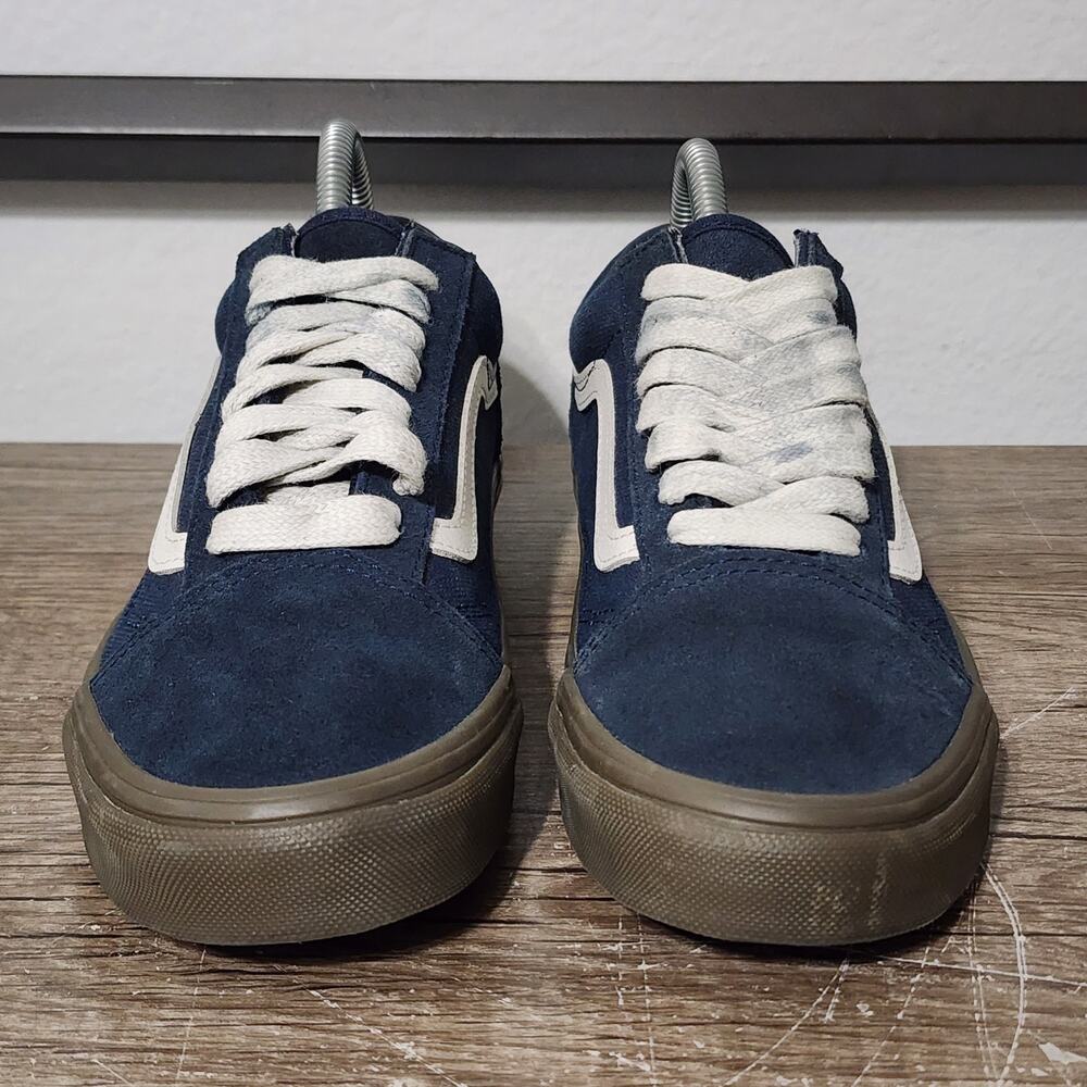Vans Old Skool Suede Women's Athletic Skate Shoes Sneakers Size 8 Blue - Picture 2 of 9